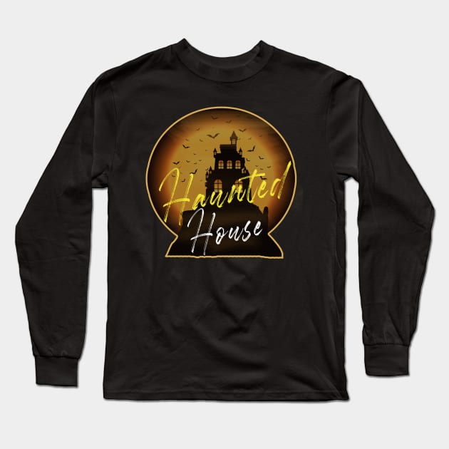 Haunted House Long Sleeve T-Shirt by Mako Design 